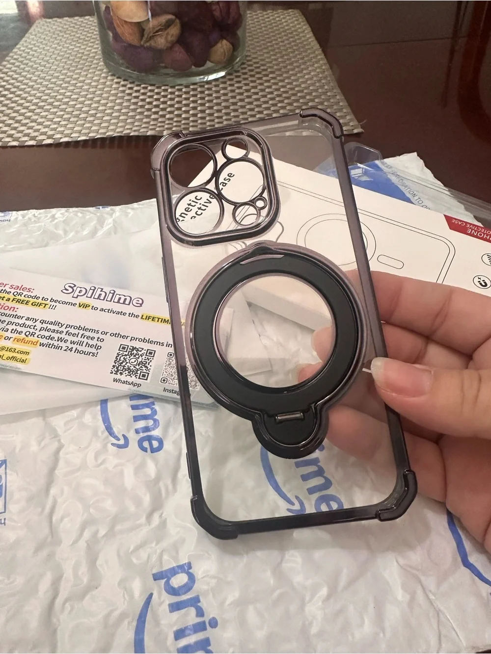 iPhone 14 Pro Clear Magnetic Protective Phone Case with Silver Ring